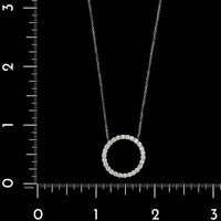 14K White Gold Estate Diamond Circle Pendant Necklace