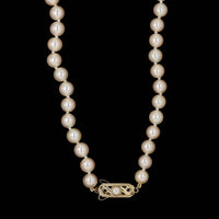 Vintage 14K Yellow Gold Estate Mikimoto Cultured Pearl Necklace
