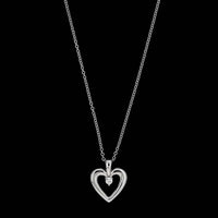 14K White Gold Estate Diamond Heart Pendant Necklace
