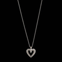 14K White Gold Estate Diamond Heart Pendant Necklace