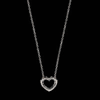 18K White Gold Estate Diamond Open Heart Pendant Necklace