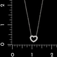 18K White Gold Estate Diamond Open Heart Pendant Necklace
