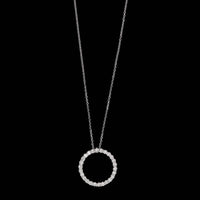14K White Gold Estate Diamond Circle Pendant Necklace