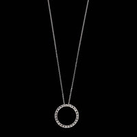 14K White Gold Estate Diamond Circle Pendant Necklace