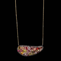 Sterling Silver and 18K Yellow Gold Estate Colored Sapphire Necklace
