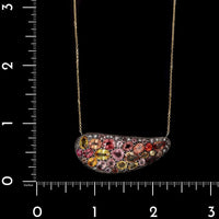 Sterling Silver and 18K Yellow Gold Estate Colored Sapphire Necklace