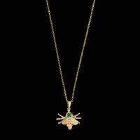 14K Yellow Gold Estate Insect Pendant Necklace