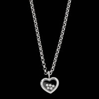 Chopard 18K White Gold Estate Happy Diamond Heart Pendant Necklace
