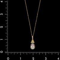 18K Yellow Gold Estate Cultured Gray Baroque South Sea Pearl Pendant Necklace
