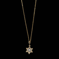 14K Yellow Gold Estate Diamond Star Pendant Necklace