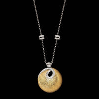 18K Two-tone Gold Estate Diamond Circle Pendant Necklace
