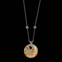 18K Two-tone Gold Estate Diamond Circle Pendant Necklace