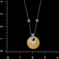 18K Two-tone Gold Estate Diamond Circle Pendant Necklace