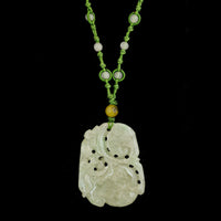 Carved Estate Jadeite Cord Pendant