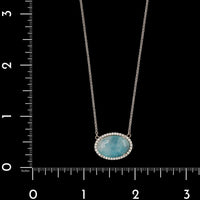 14K White Gold Estate Larimar and Diamond Pendant Necklace
