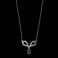 14K White Gold Estate Ruby and Diamond Necklace