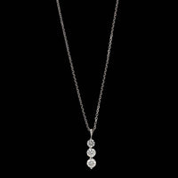 14K White Gold Estate Three Stone Diamond Pendant Necklace