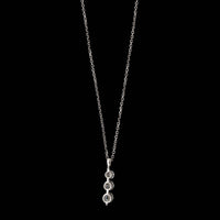 14K White Gold Estate Three Stone Diamond Pendant Necklace