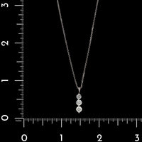 14K White Gold Estate Three Stone Diamond Pendant Necklace