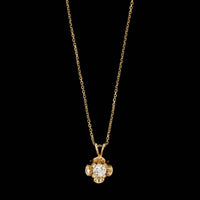 14K Yellow Gold Estate Diamond Solitaire Pendant Necklace