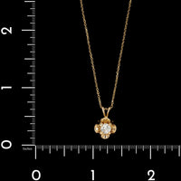 14K Yellow Gold Estate Diamond Solitaire Pendant Necklace