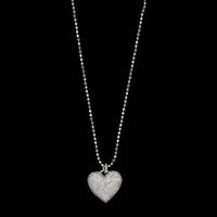 14K White Gold Estate Diamond Heart Pendant Necklace