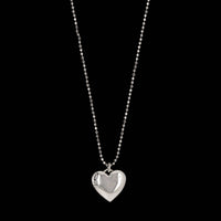 14K White Gold Estate Diamond Heart Pendant Necklace