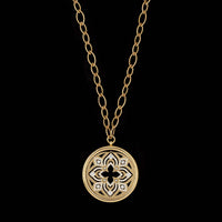 Roberto Coin 18K Yellow Gold Estate Diamond Arabesque Flower Medallion Pendant Necklace&nbsp;