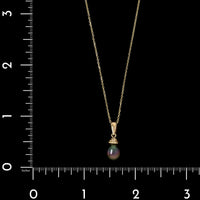 14K Yellow Gold Estate Cultured Black Pearl Pendant Necklace