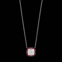 18K White Gold Estate Ruby and Diamond Pendant Necklace