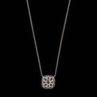 18K White Gold Estate Ruby and Diamond Pendant Necklace