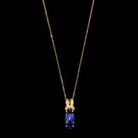 18K Yellow Gold Estate Tanzanite and Diamond Pendant Necklace