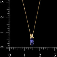 18K Yellow Gold Estate Tanzanite and Diamond Pendant Necklace