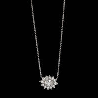 18K White Gold Estate Diamond Pendant Necklace