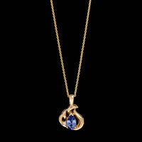 14K Yellow Gold Estate Tanzanite and Diamond Pendant Necklace