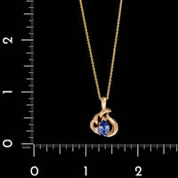 14K Yellow Gold Estate Tanzanite and Diamond Pendant Necklace