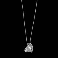 18K White Gold Diamond Heart Pendant Necklace