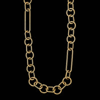 14K Yellow Gold Estate Fancy Hollow Fancy Paperclip Link Chain