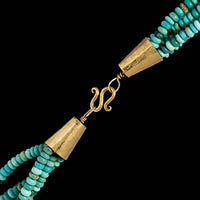 Jeff Lewis 18K Yellow Gold Estate Multi Strand Turquoise Bead Necklace