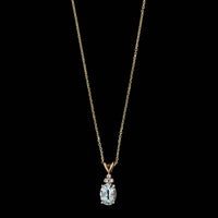 14K Yellow Gold Estate Aquamarine and Diamond Pendant Necklace