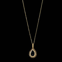 18K Yellow Gold Estate Aquamarine and Diamond Pendant Necklace