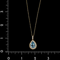 18K Yellow Gold Estate Aquamarine and Diamond Pendant Necklace