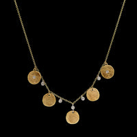 Meira T. 14K Yellow Gold Estate Diamond Disk Necklace