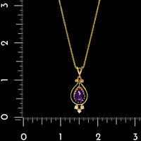 14K Yellow Gold Estate Amethyst and Diamond Pendant Necklace
