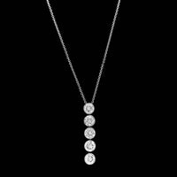 14K White Gold Estate Five Stone Diamond Pendant Necklace