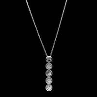 14K White Gold Estate Five Stone Diamond Pendant Necklace