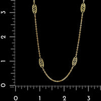 18K Yellow Gold Estate Filigree Station Necklace