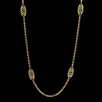 18K Yellow Gold Estate Filigree Station Necklace