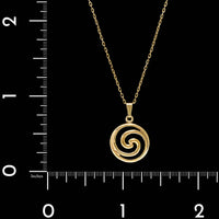18K Yellow Gold Estate Swirl Pendant Necklace