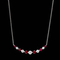 18K White Gold Estate Ruby and Diamond Necklace